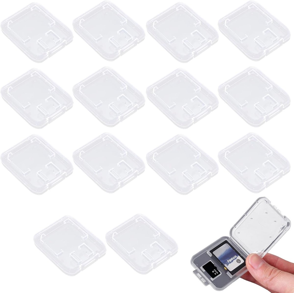 15 Geheugenkaarten met Opbergdoos, Transparante Kaartcase voor Foto's en Video's, Ideaal voor Camera's en Smartphones