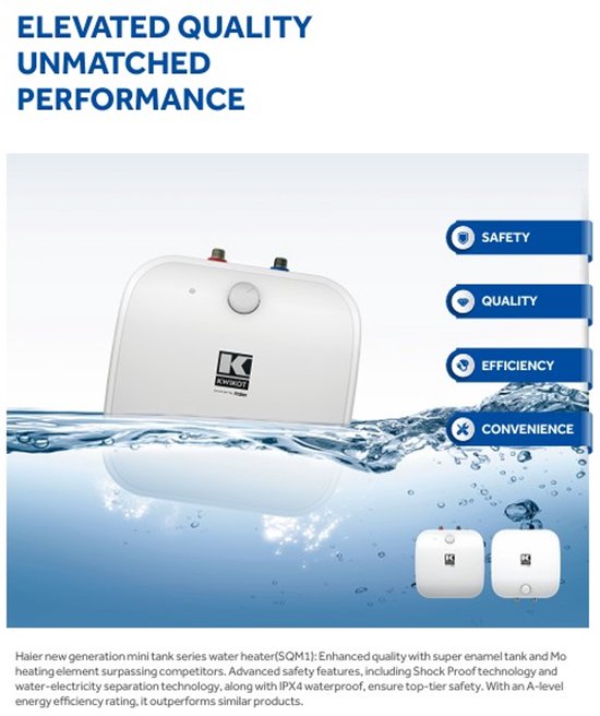 Kwikot (By Haier) ES10V-SQM2 Close-In (Onderbouw) keukenboiler 10 liter 1500W (Energieklasse A) - Incl. bevestigingsmateriaal