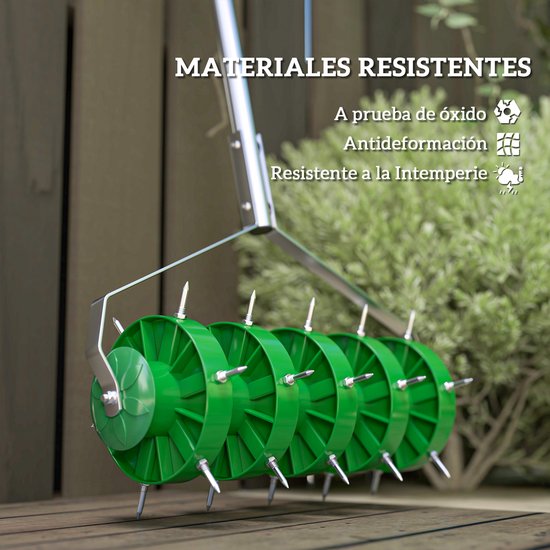 Gazonbeluchter - Gazonbeluchter met prikrol en afneembare steel van 100 cm - 45 cm breed, handmatige gazonbeluchter — afbeelding 4