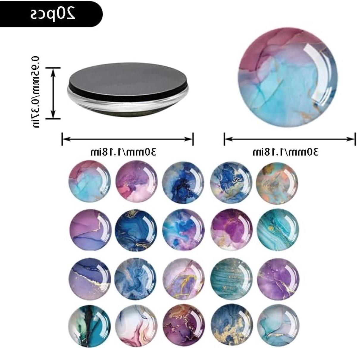 MTTProducts - Fridge Magnets - Decoratieve Magneten - Elegante uitstraling - 20 stuks - Kleurvol 3D ontwerp - Geschikt voor koelkast en whiteboard - Se... — cadeau in Wonen & Interieur - foto 7