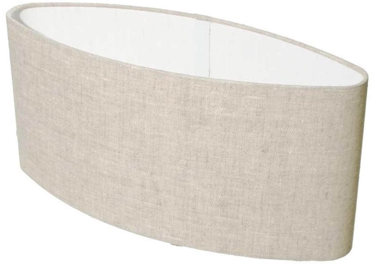LT-Luce Ovale Vlaslinnen Licht Lampenkap 40cm - Handgemaakt - Zachte Lichtverspreiding - Crème