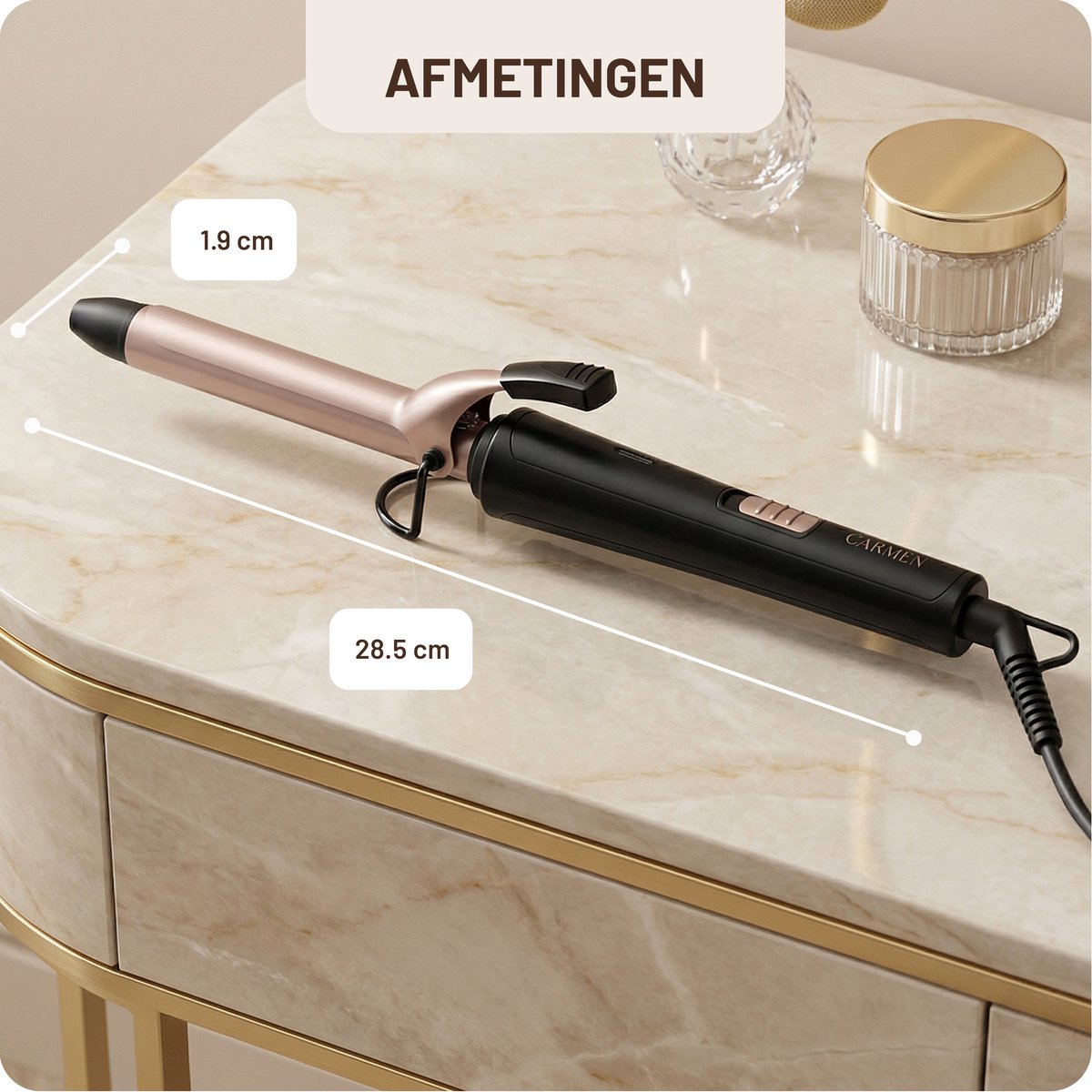 Carmen CCT1920B - Krultang met klem - Haarkruller - Diameter 19 mm - 2 warmtestanden - Keramische coating thumbnail 4