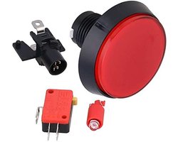 Dailygoody - Game Drukknop - LED Verlichte Drukknoppen - Eenvoudige installatie - Rood - Geschikt voor gamemachines - 60mm