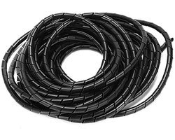 Dailygoody - Spiraaldraadwikkel - Snoerhuls Slang - Flexibel Kabelbeheer - Zwart Φ8 Mm 10 Meter - Braamvrij - Geschikt voor Computerruimte en Werkplaa
