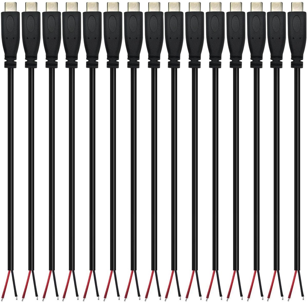 Dailygoody - RUNCCI-YUN 15x USB C Pigtail Kabel 22 AWG 5V 3A voor DIY Projecten