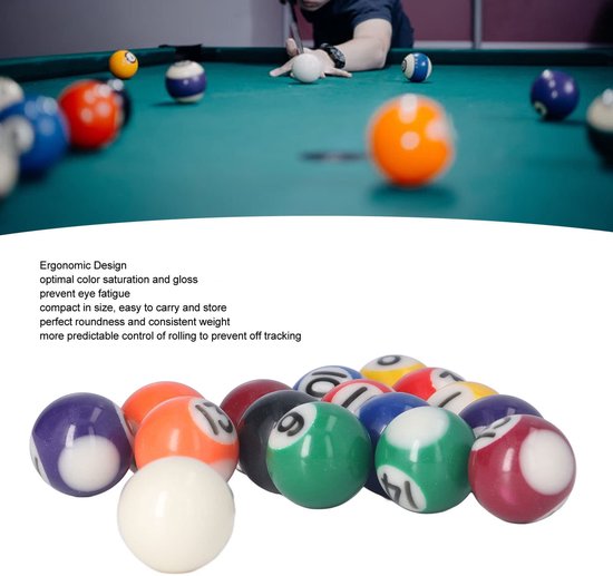 Dailygoody - Mini Biljartbal Set - Hars Pooltafel Ballen - Lichtgewicht en Draagbaar - 25mm - 16 Ballen Set - Geschikt voor Unisex Volwassenen — afbeelding 3