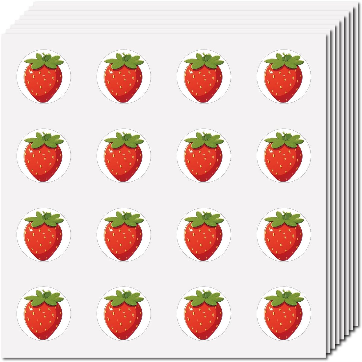 Allecto - Aardbeienstickers - Cartoon Fruitsticker - Waterdicht en Zelfklevend - Ronde Stickers - Decoratie voor Laptop Waterfles Skateboard - 128 ...