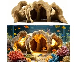 Ondergrondse visverstopplaats in houtlook – 3D-bedrukte grot voor garnalen en vissen, ideaal voor aquaria en decoratie van onderwaterlandschappen