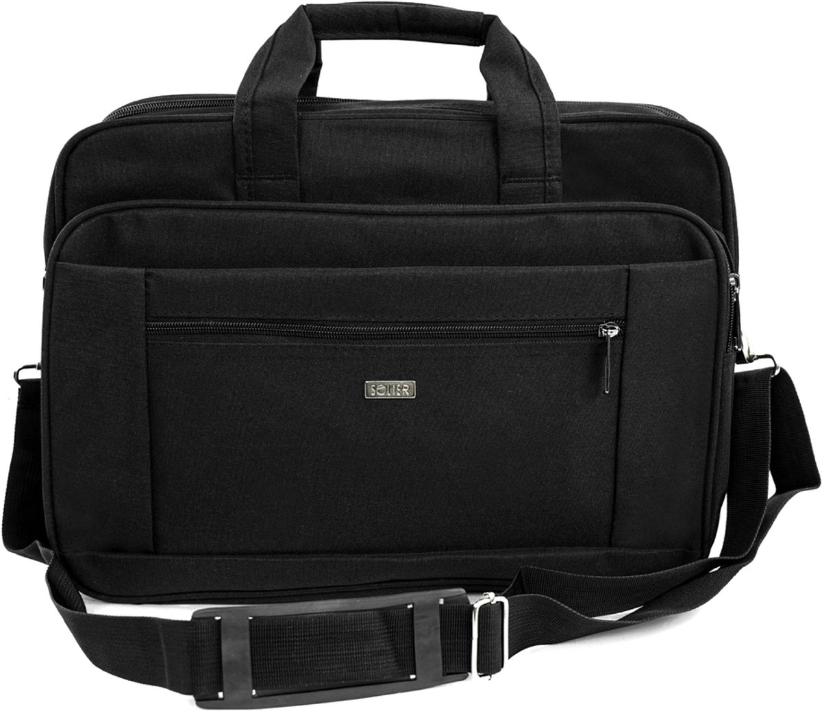 Solier SM02 Lindis - Laptoptas - Voor laptop 15,6 inch - Afneembare schouderriem - Zwart