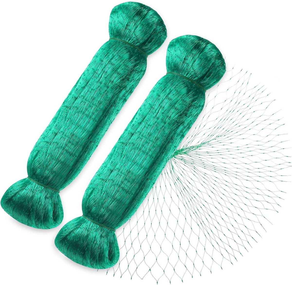 OLOEY Twee vogelnetten-4 x 10 meter-groen tuinvogelnet-voor de bescherming van planten-fruitbomen-bloemen en groenten-maaswijdte 15 mm