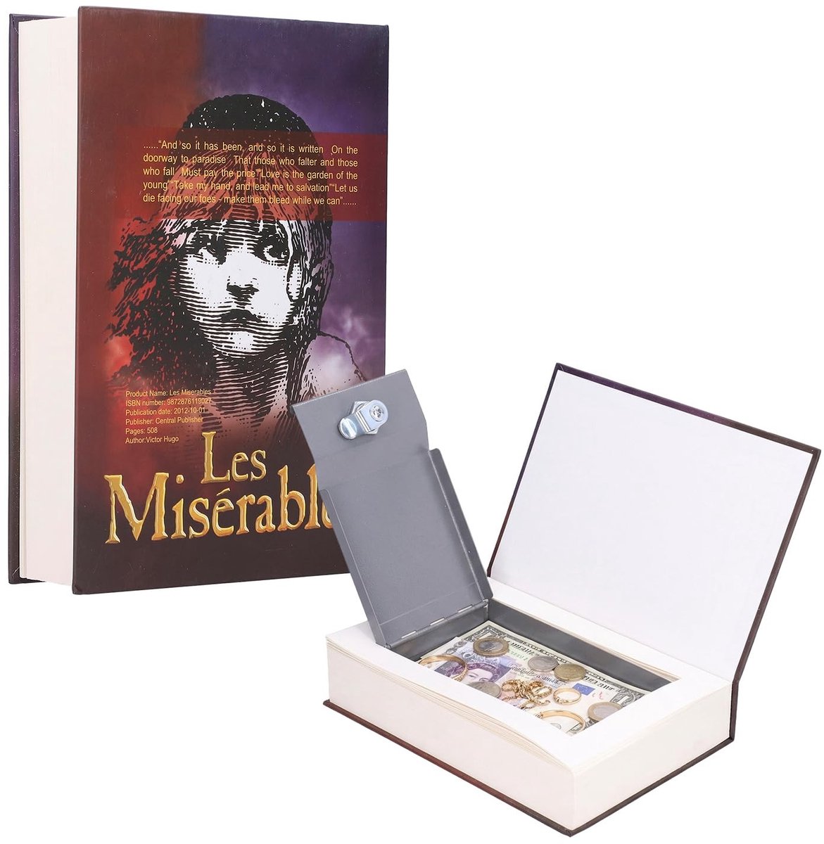 Dailygoody - Boekenkluis - Discreet verborgen kluis - Ideaal voor boekenplank of bureau - Les Miserables - Voor geld en documenten - Perfect voor sier..