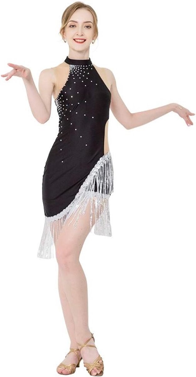 Salsa Dress voor Dames met Pailletten en Franje - Perfect voor Latin, Tango en Ballroom Dansen
