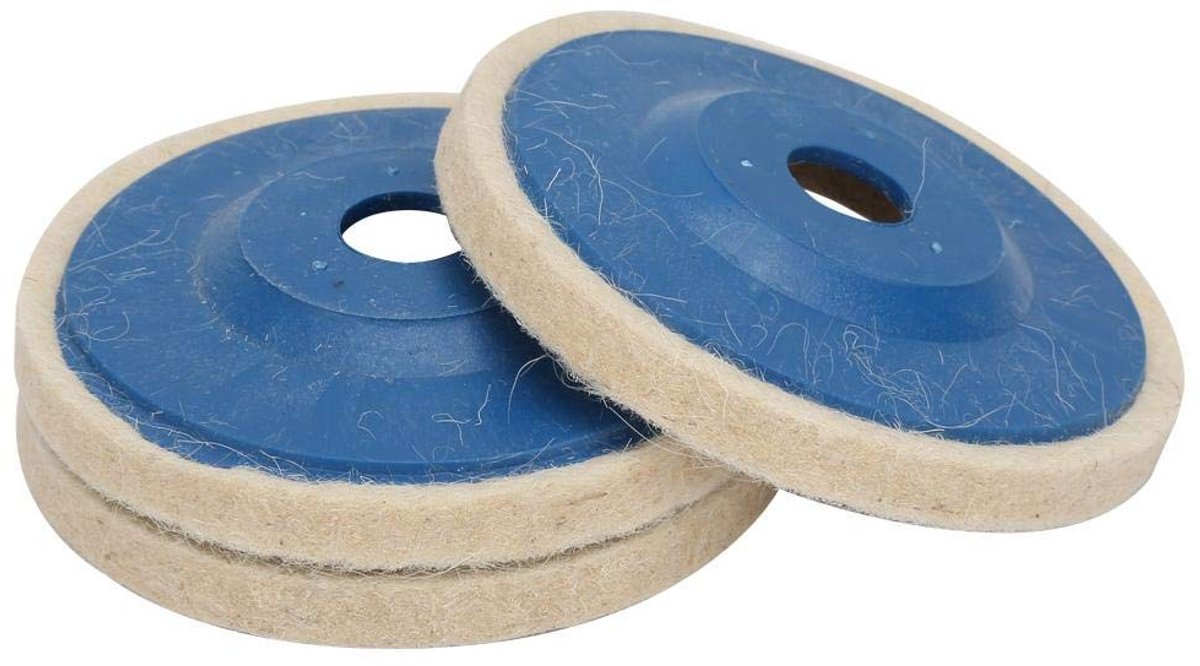 Dailygoods - 3 Stuks 4 Inch Schuine Wol Wiel - Polijstpad - Duurzaam - Wol - Polijsten - Geschikt voor Meubels en Auto's - 10 x 10 x 8 cm