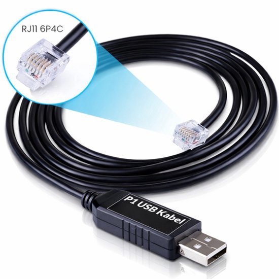 Twenty4seven® Slimme Meter Kabel - USB en RJ11 - Wifi P1 Meter - 1.8 Meter - P1 Splitter - Home Assistant & Raspberry Pi 4