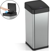ADSafety Prullenbak met Sensor - 60 Liter - Rechthoekige Afvalbak RVS - Vuilnisbak - Soft Close Deksel - Zilver
