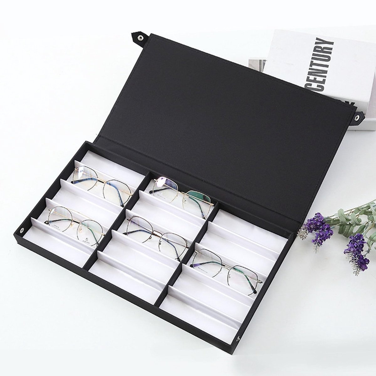 OmGoods - Dailygoody - Zonnebrilvitrine - Multifunctionele Organizer - Stijlvol opbergen - Witte Voering - Geschikt voor Zonnebrillen - 15 Compartimenten