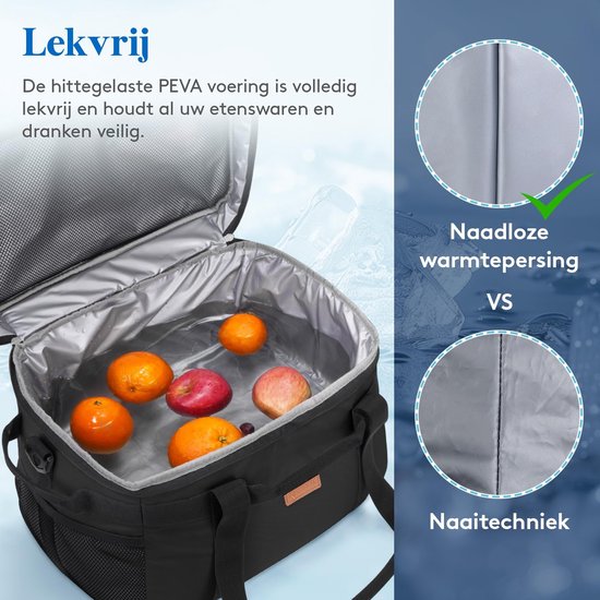 Dailygoody - OmGoods - Dailygoody - Koeltas - Geïsoleerde Picknicktas - Houdt voedsel tot 12 uur op temperatuur - Zwart - 30 Liter - Perfect voor outdoor activiteiten - Gesc — afbeelding 2