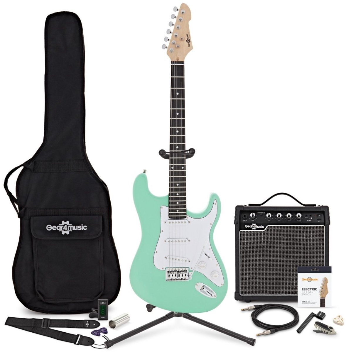 LA Elektrische Gitaar, Seafoam Green, + 15W Versterker & Accessoireset