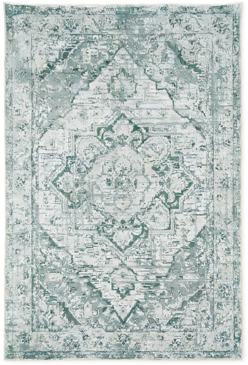 Vloerkleed perzisch 200x350cm groen tapijt laagpolig vloerbedekking