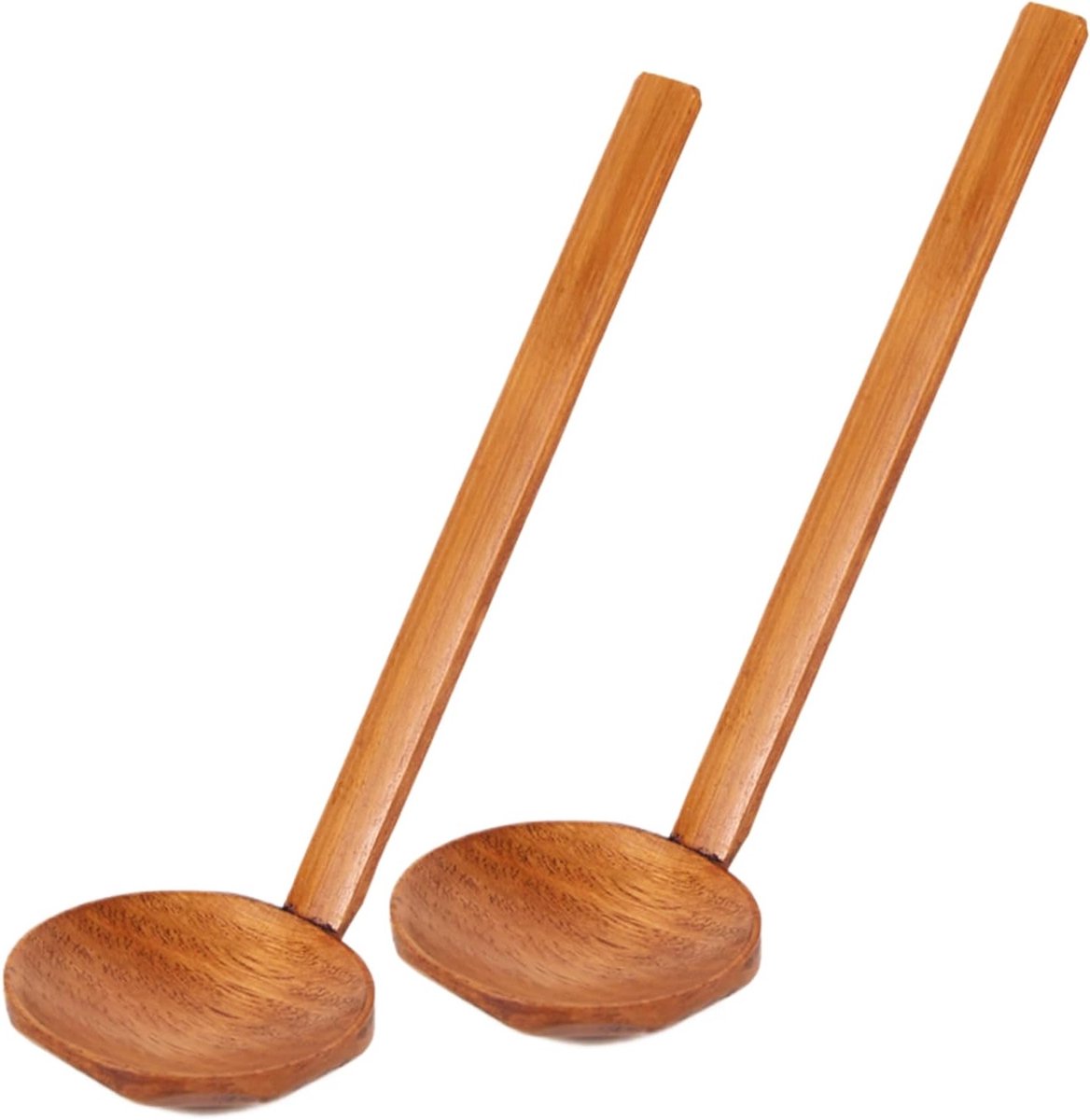 Houten ramenlepels met lange steel - Set van 2 grote soeplepels voor soep en stoofpotten