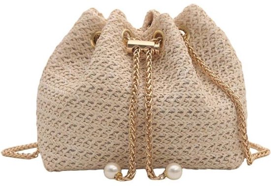 Sac à main pour femme, pochette en osier, sac de plage d'été, sac à bandoulière de soirée, avec chaîne en métal, convient pour les fêtes ou les mariages.