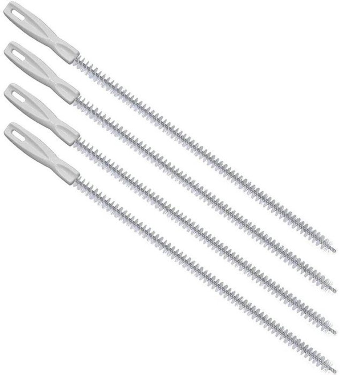 Afvoerborstel - haarvanger - keuken/badkamer - nylon borstel - 4-pack (wit 45 cm)