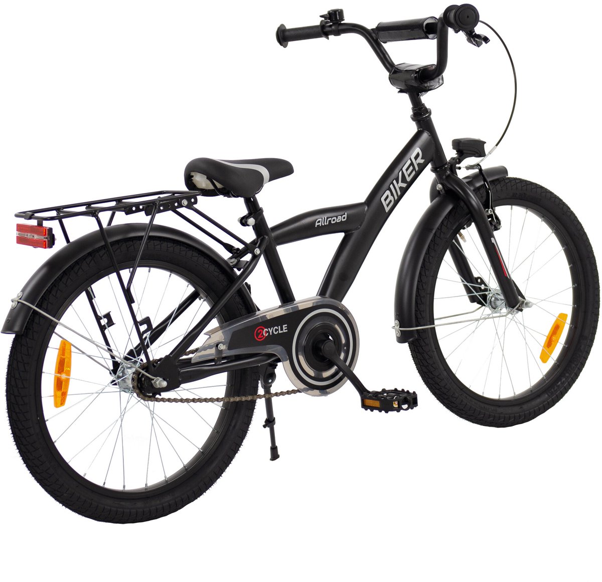 2Cycle Biker-Cargo kinderfiets 18 inch (5 tot 7 jaar) voor jongens zwart
