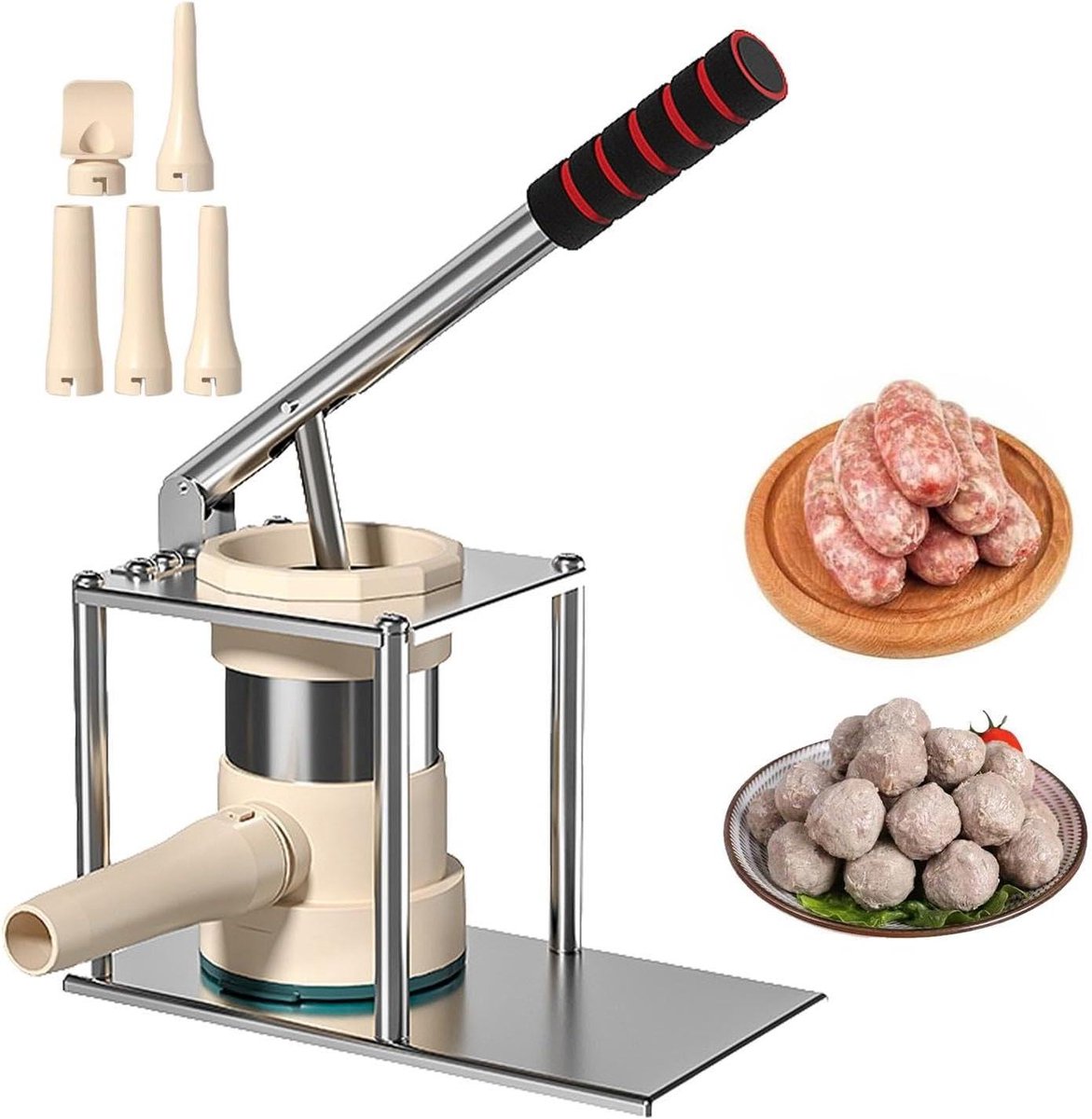Worstmachine - Vleesvuller - Zelf worst maken - Verticale stabiele design - 1 set - Zilver
