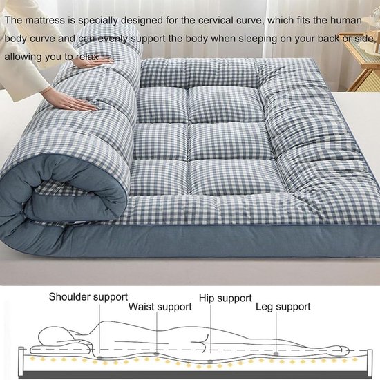 Vouwmatras - Slaapmat - Comfortabel Slapen - Traagschuim Vulling - 90 x 200 cm - Grijs — afbeelding 2