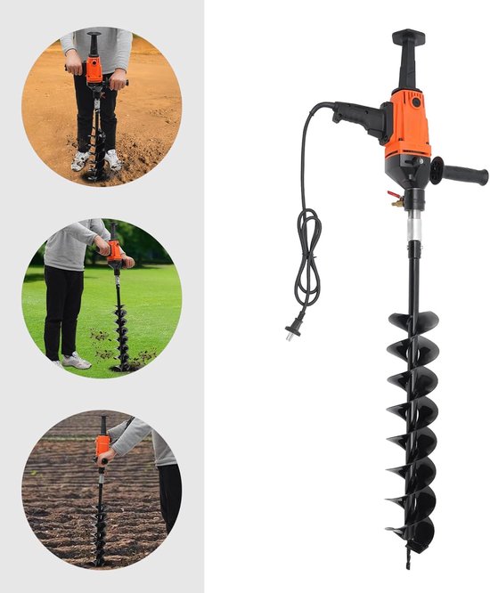 Elektrische Grondboor - Tuinboor Postengraver - Gaten Maken - Traploze Snelheidsregeling - 1.2 Meter - Oranje Zwart — afbeelding 5
