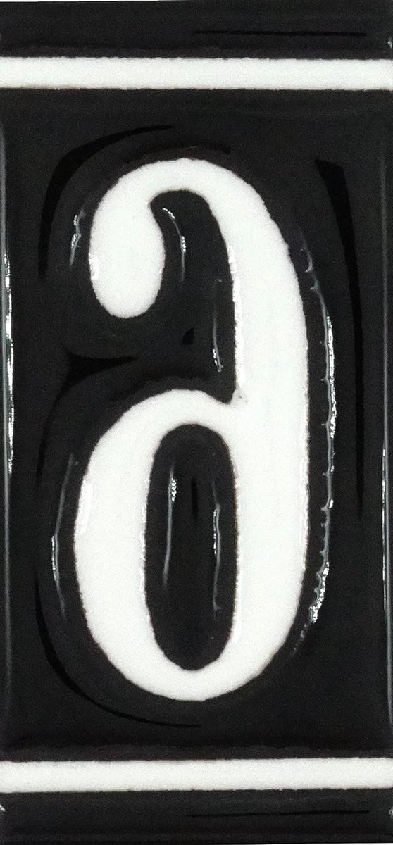 Huisnummer - Keramiek Cijfer - Huis Herkenning - Handgeschilderd - 5 x 11 cm - Nummer 6