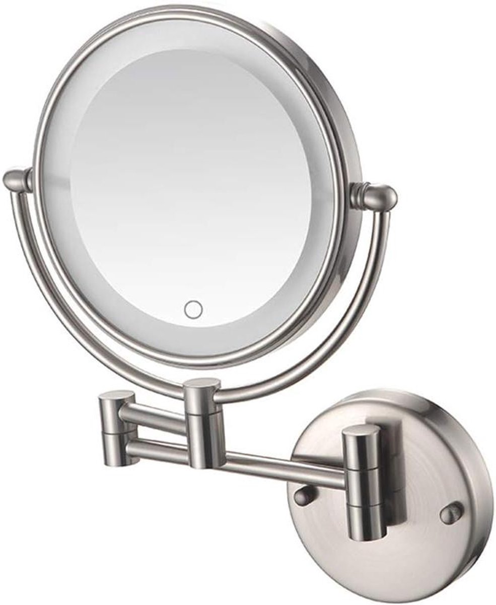 Make-up spiegel - Vergrotende spiegel - Snel opmaken - Instelbare LED-verlichting - 8 inch - Geborsteld nikkel