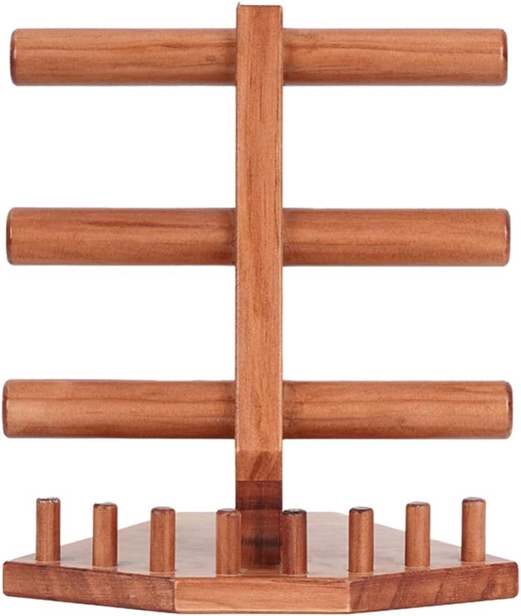 Houten Sieradenstandaard - Armbandhouder Organizer - Sieraden Presenteren - Krasvrije Randen - 24 x 21 x 15 cm - Bruin