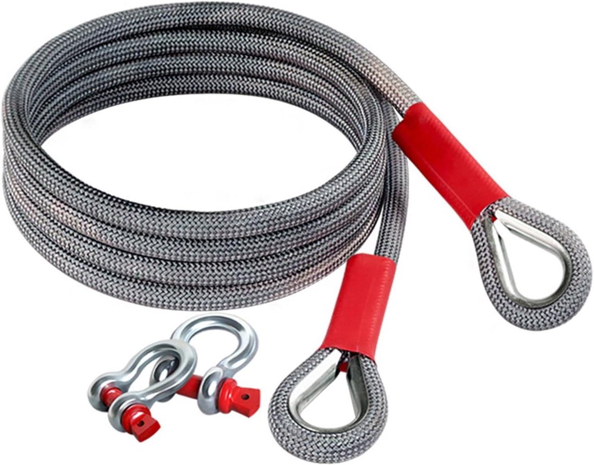 Sleepkabel - Touw met haken - Voertuig redden - Heavy duty nylon - 5 meter - Zwart