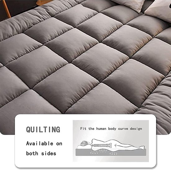 Winter Futon Matras - Oprolbare Vloerpad - Comfortabel Slapen - Dikke Ademende Kwaliteit - 150 x 200 cm - Grijs — afbeelding 5