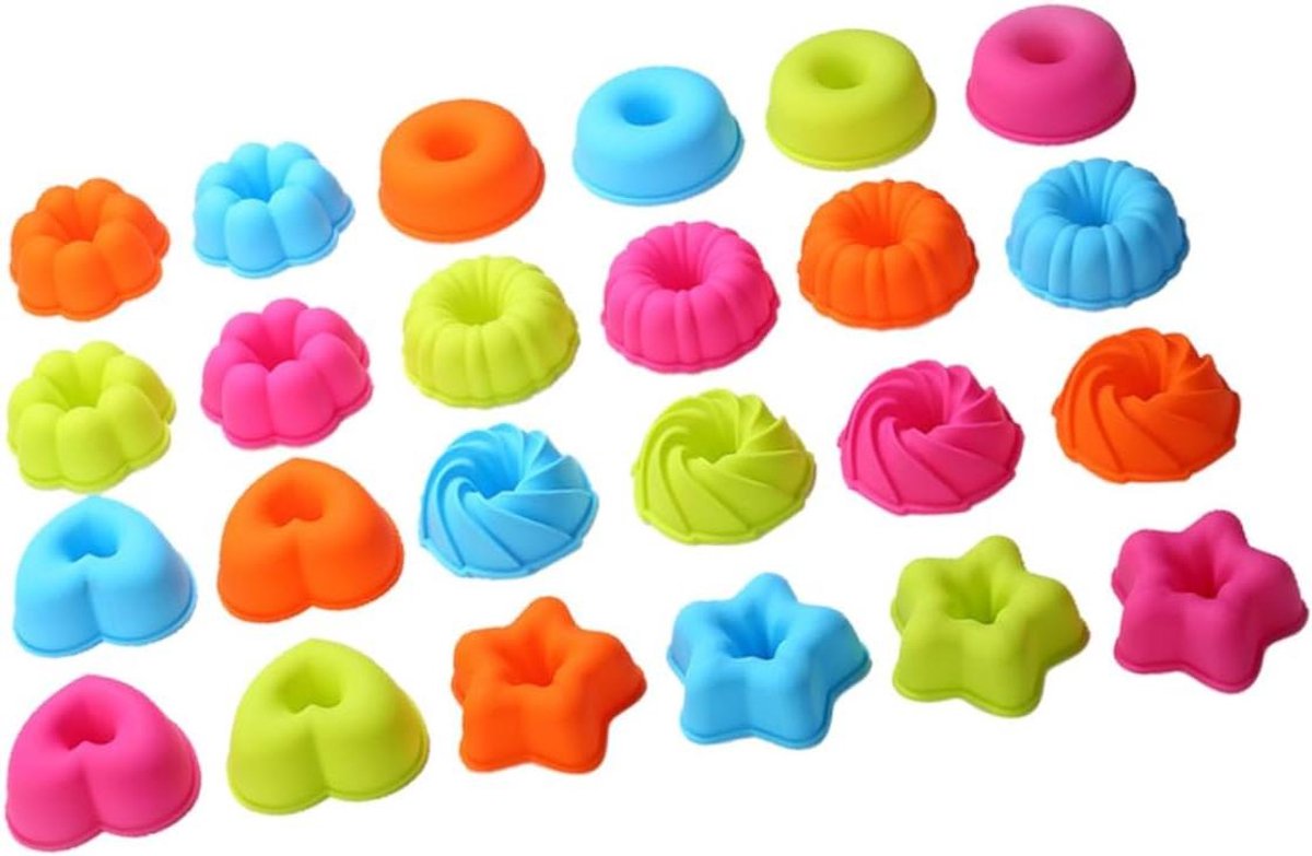 Siliconen Bakvormen - Muffin Cups - Zelf Bakken - Herbruikbaar Materiaal - 24 Stuks - Gekleurd
