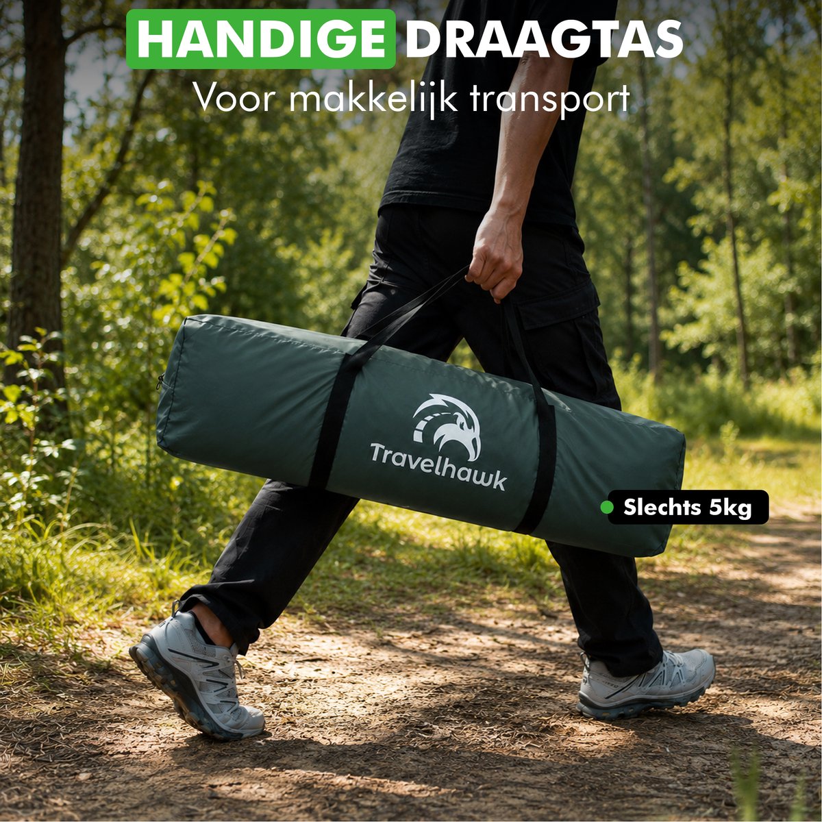 Travelhawk Pop Up Tent - 2-3 Persoons - Tent - Waterdicht - In 3 Seconden Opgezet - Groen – foto 5