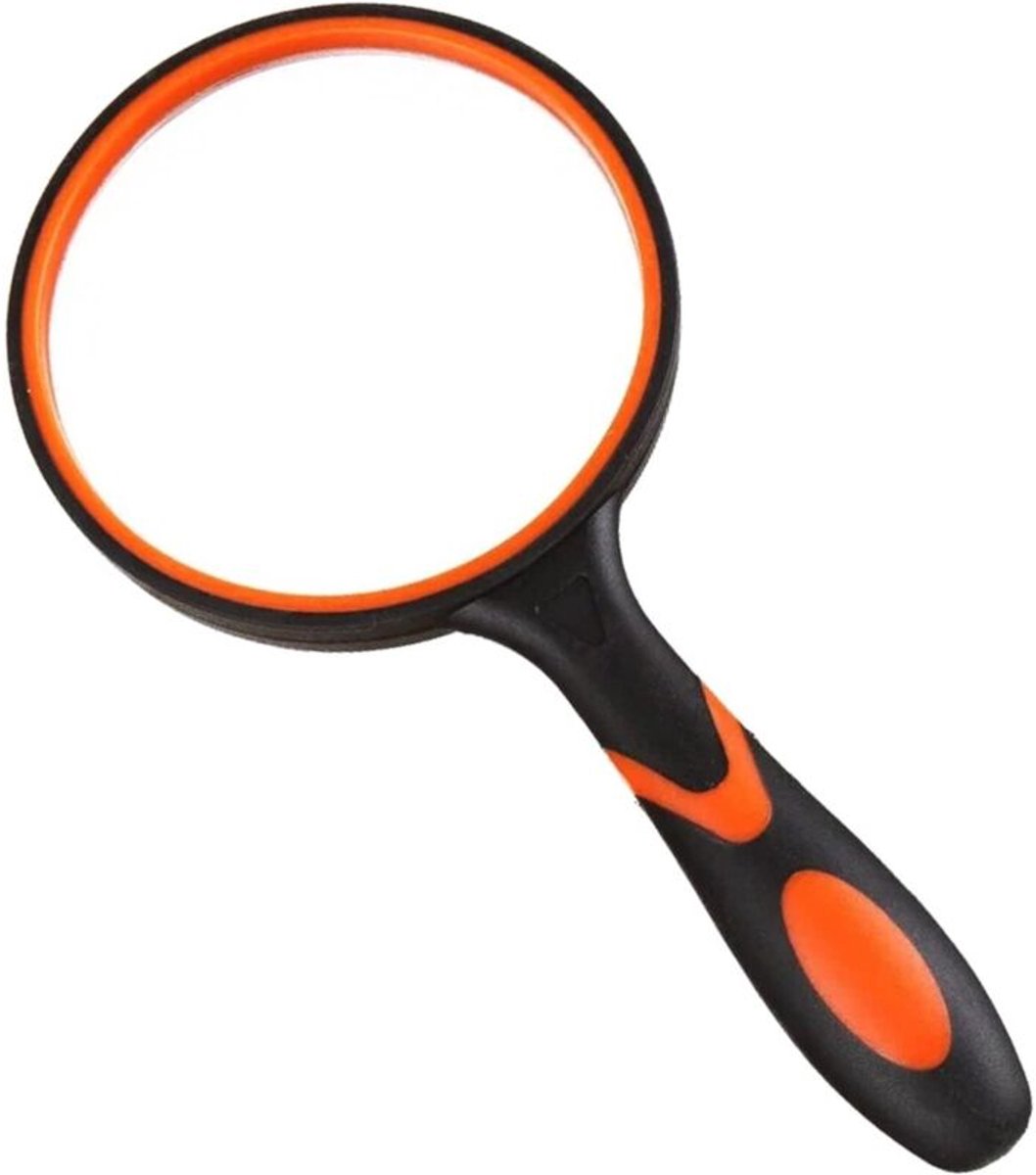 Leesloep (oranje en zwart), 10x leesloep, kinderloep, loep, handloep, 10x kinderloep, loep met handvat, handloep