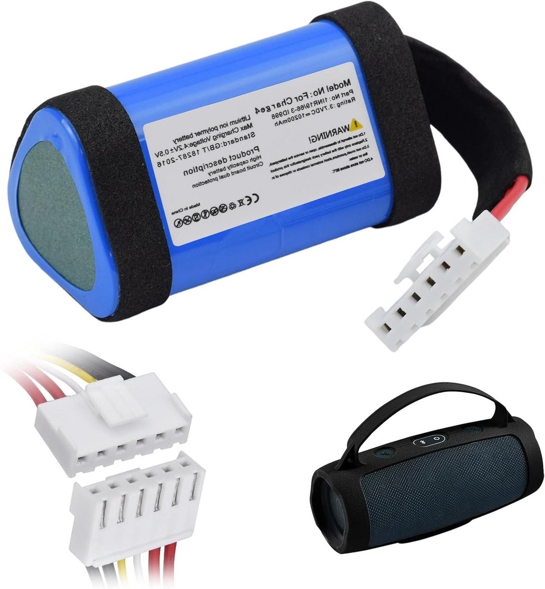 Reservebatterij - Oplaadbare accu - Muziek afspelen - Hoge capaciteit - 10200 mAh - Blauw