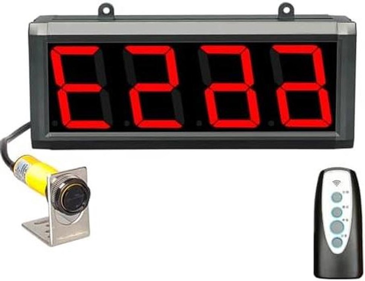 Digitale Teller - Personenteller Display - Industriële Toepassingen - Automatische Reset - Telt tot 9999 - Rood