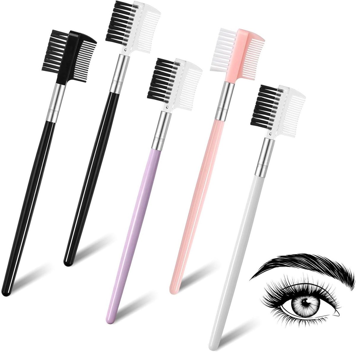 Wimperkam en Wenkbrauwborstel - Make-up Gereedschap - Wimpers en Wenkbrauwen Vormen - 5-in-1 Set
