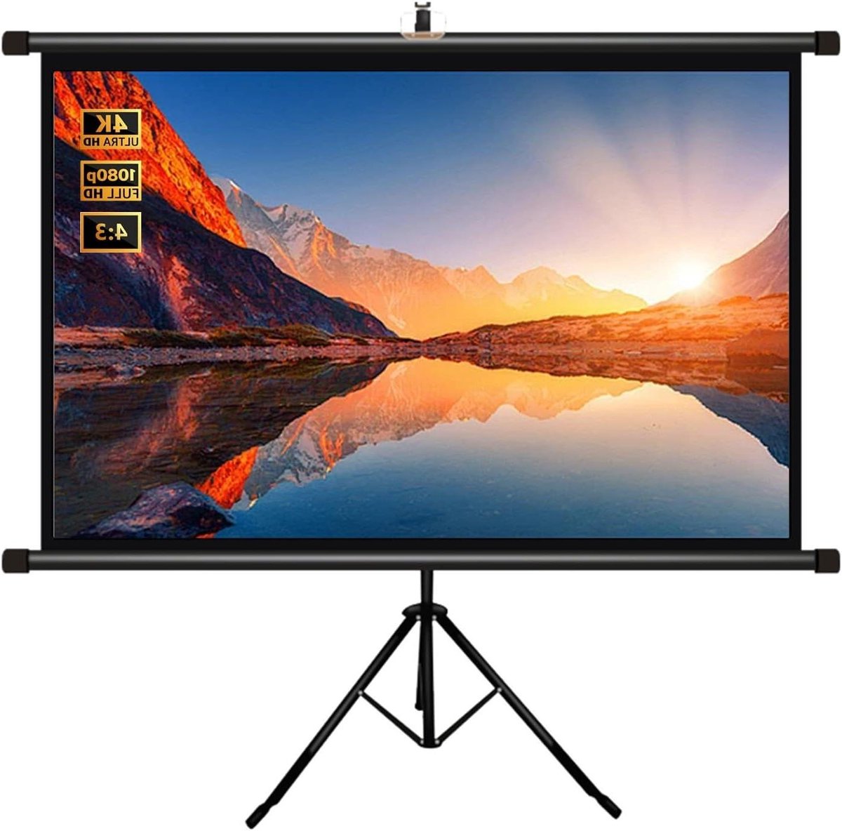 Projectiescherm met Statief - Filmscherm Beamer - Thuisbioscoop Creëren - Kreukvrij Glasvezel Doek - 60 Inch 4:3 - Zwart