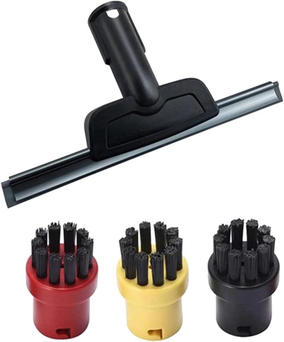 Stoomreiniger Accessoires - Reinigingsborstels - Grondig Reinigen - Hittebestendig Materiaal - Diverse Maten - Zwart