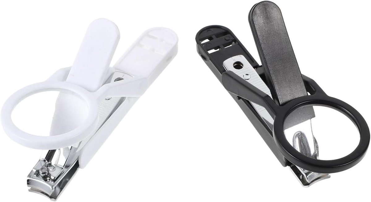 Nagelknipper Set - Vergrootglas Knipper - Nauwkeurig Knippen - 2x Vergroting - 13 cm - Zwart Wit