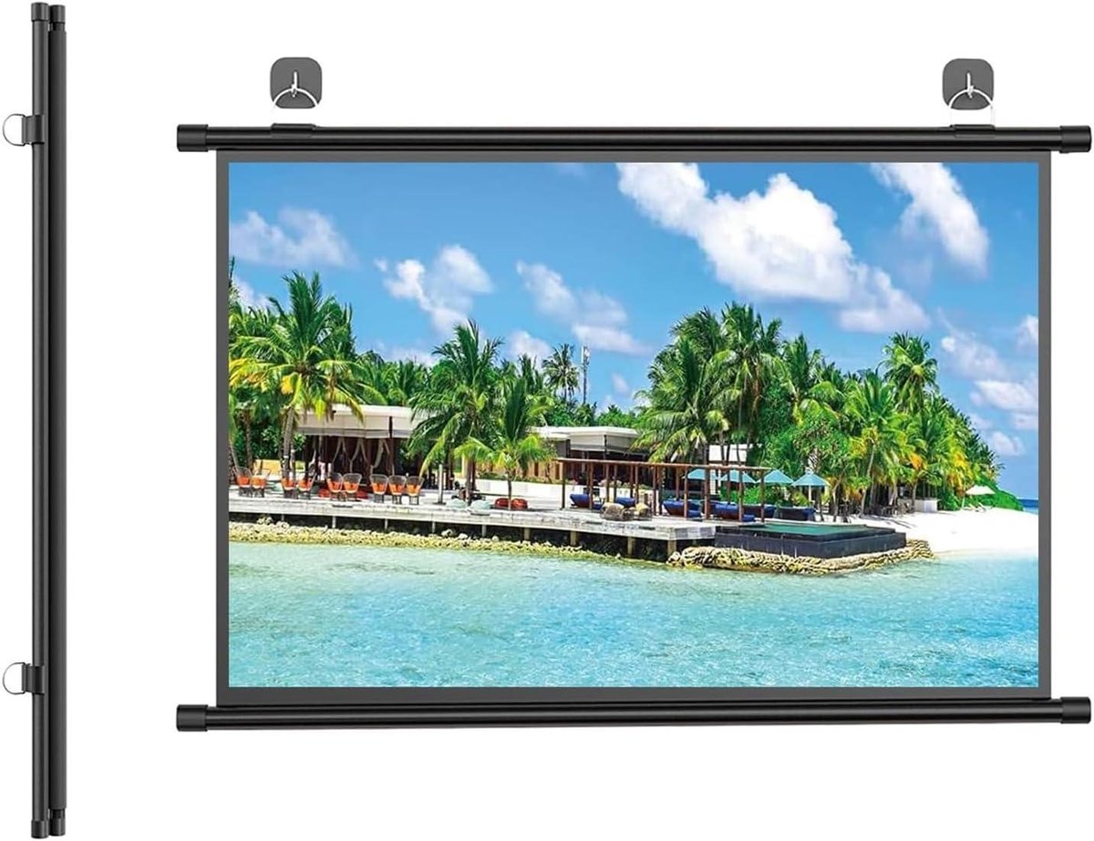Projectiescherm Handmatig - Oprolbaar Scherm - Thuisbioscoop Ervaring - Superbrede Kijkhoek - 40 Inch - Mat Wit