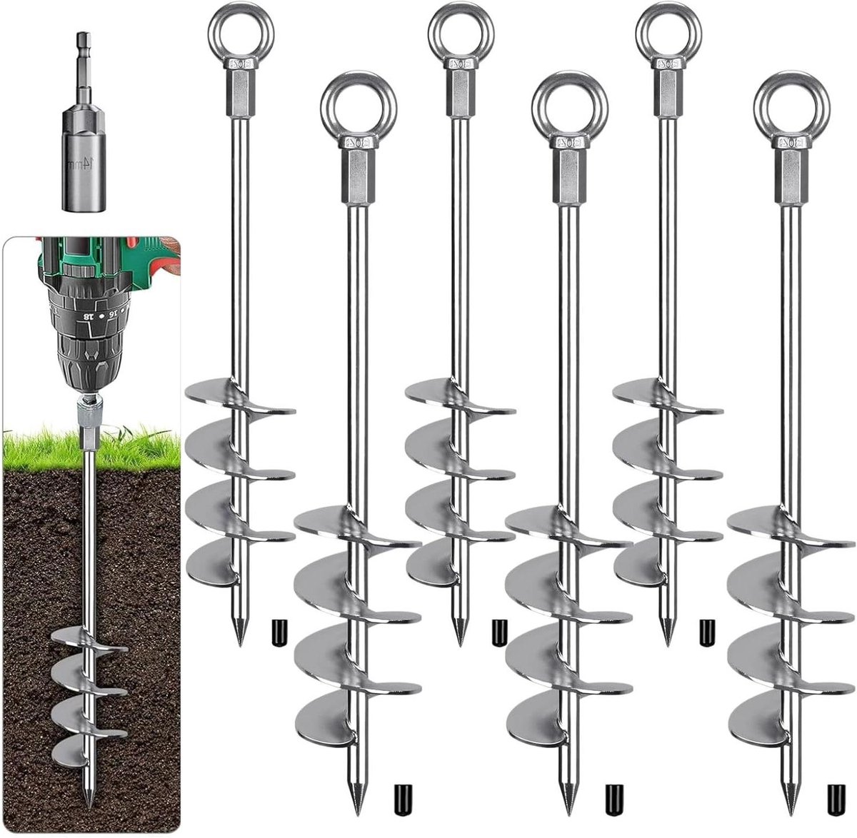 Tent Grondpennen - Stormharingen - Outdoor Bevestiging - Hoge Sterkte - 6 Stuks 47cm - Zilver