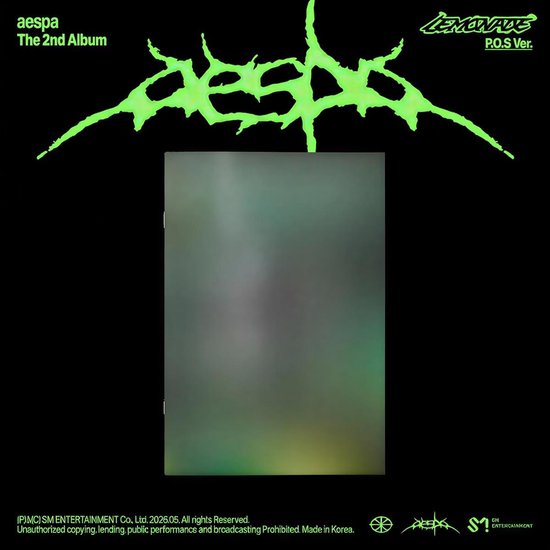 Aespa The 2nd Album Lemonade P.O.S Ver. pochette d'album avec logo vert et photo floue.