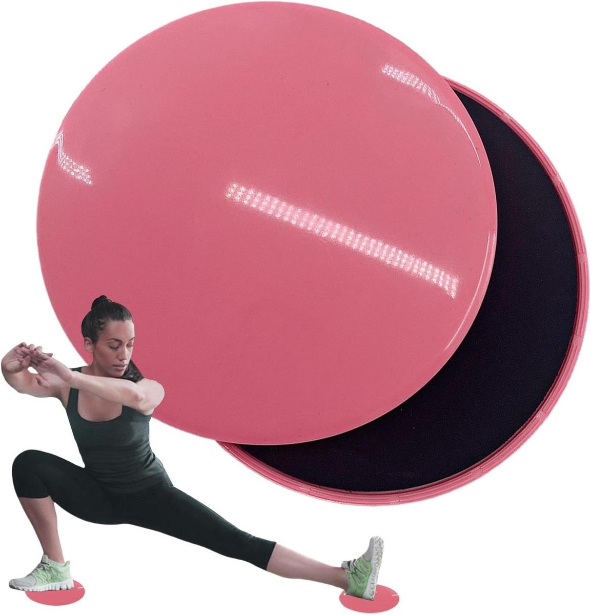 Oefen Schuifregelaars - Core Sliders - Thuiscoretraining - Dubbelzijdig Bruikbaar - 17 cm - Roze