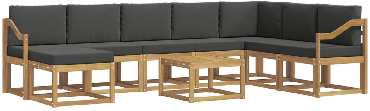 vidaXL Buiten - bank - set - 9 - st - 8-zits - Wit - en - antracietkleurig Wit en antracietkleurig