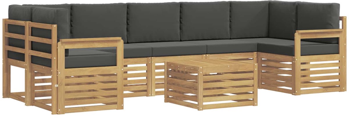 vidaXL Buiten - bank - set - 8 - st - 7-zits - Wit - en - antracietkleurig - Polyester Wit en antracietkleurig